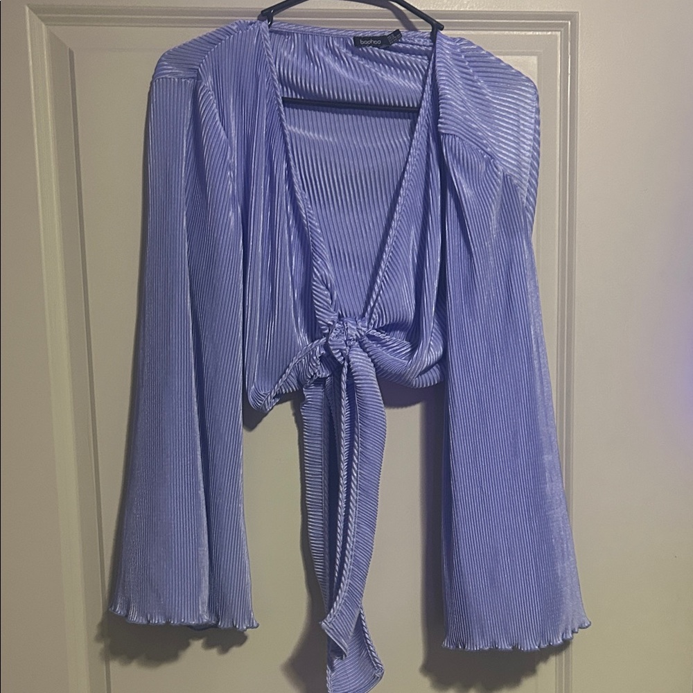 Boohoo Blue Striped Crop Top